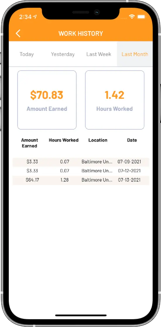 work history tracking